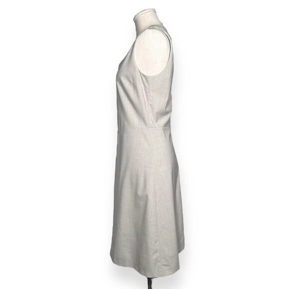 THEORY Wool A-Line Miyani Dress Stretch Split Neck Career Work Minimalist Gray 6 - Picture 6 of 13